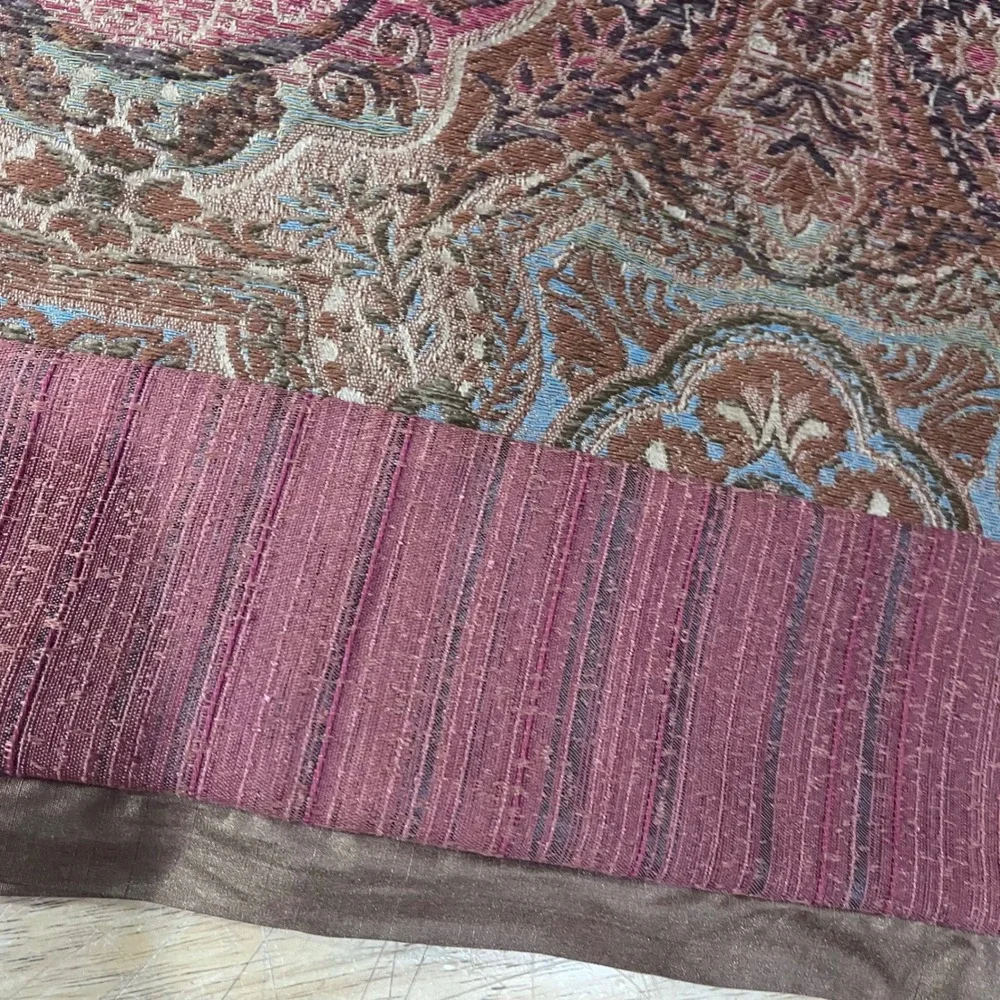 Chris Madden JCPenney Home Paisley Jacquard Valance Burgundy Bronze 78x18 Vtg